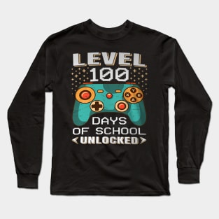 100 Days School Video Gamer 100th Day Teacher Student Kids Long Sleeve T-Shirt